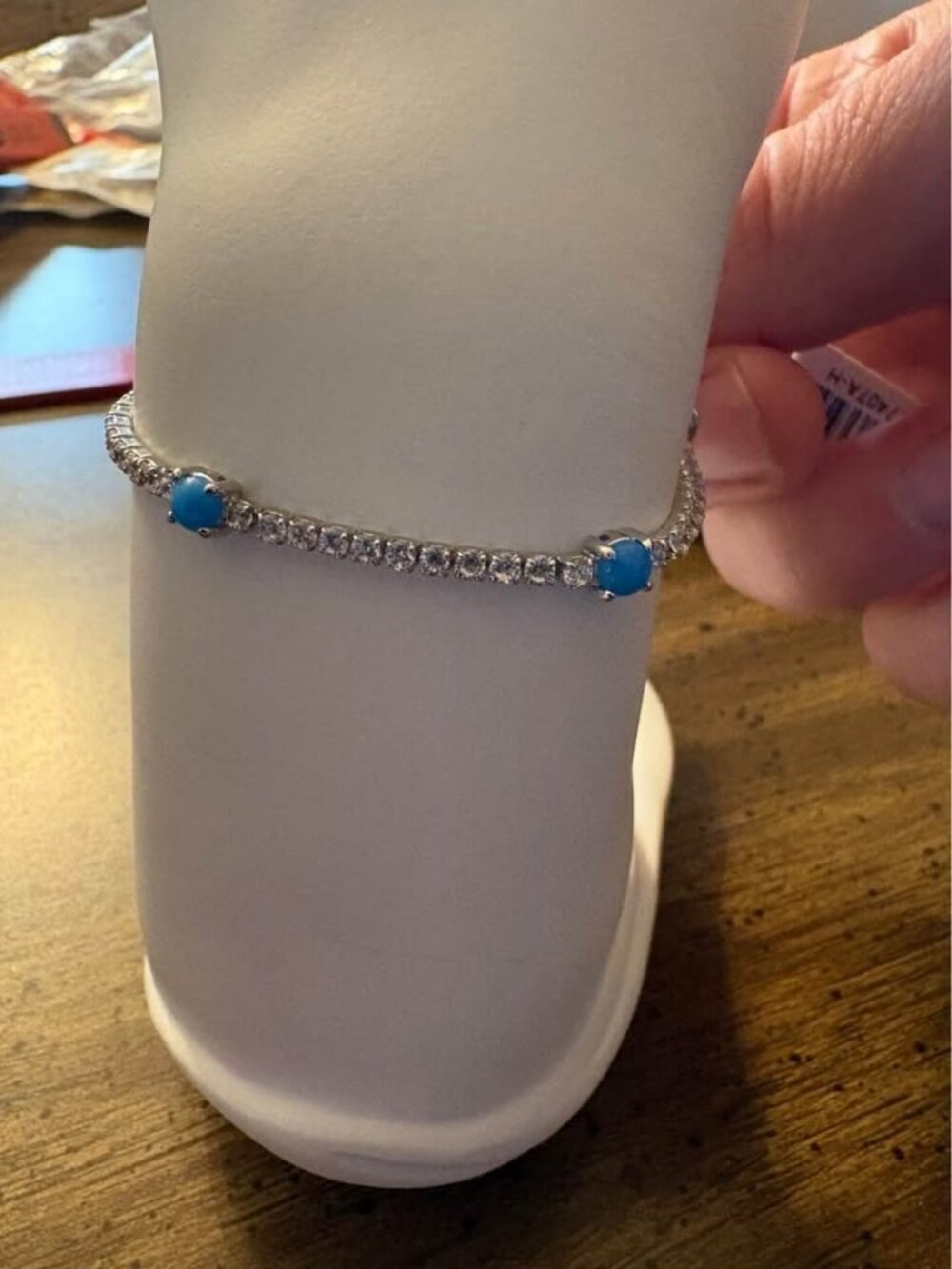 Sterling Silver Blue and Clear Stone Tennis Bracelet